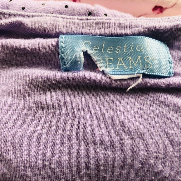 Nightgown Pullover Purple Polka Black Trim Short Sleeves CELESTIAL DREAMS - Picture 2 of 11